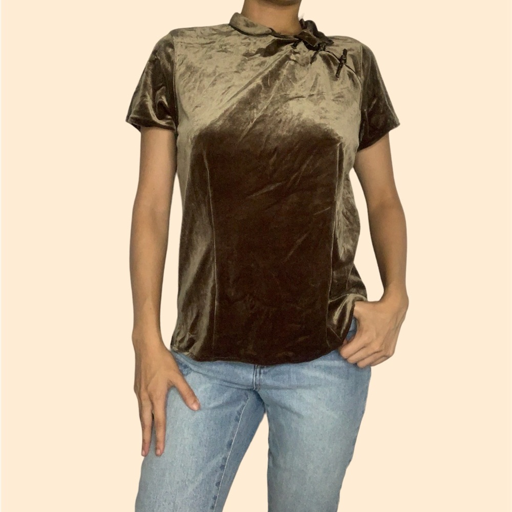 Chinese style Cheongsam Qipao short sleeve Collared t-shirt